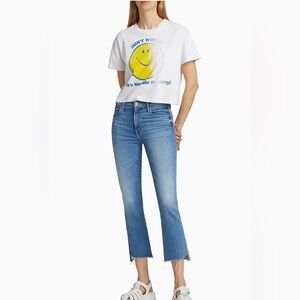 MOTHER  The Insider Crop Step Fray Light Blue Flare Jeans for Women